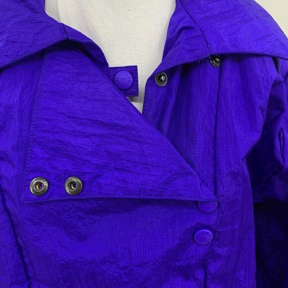 Vintage Obermeyer Jacket Womens M Medium Blue Snap Buttons Big Top Lightweight - Picture 6 of 11